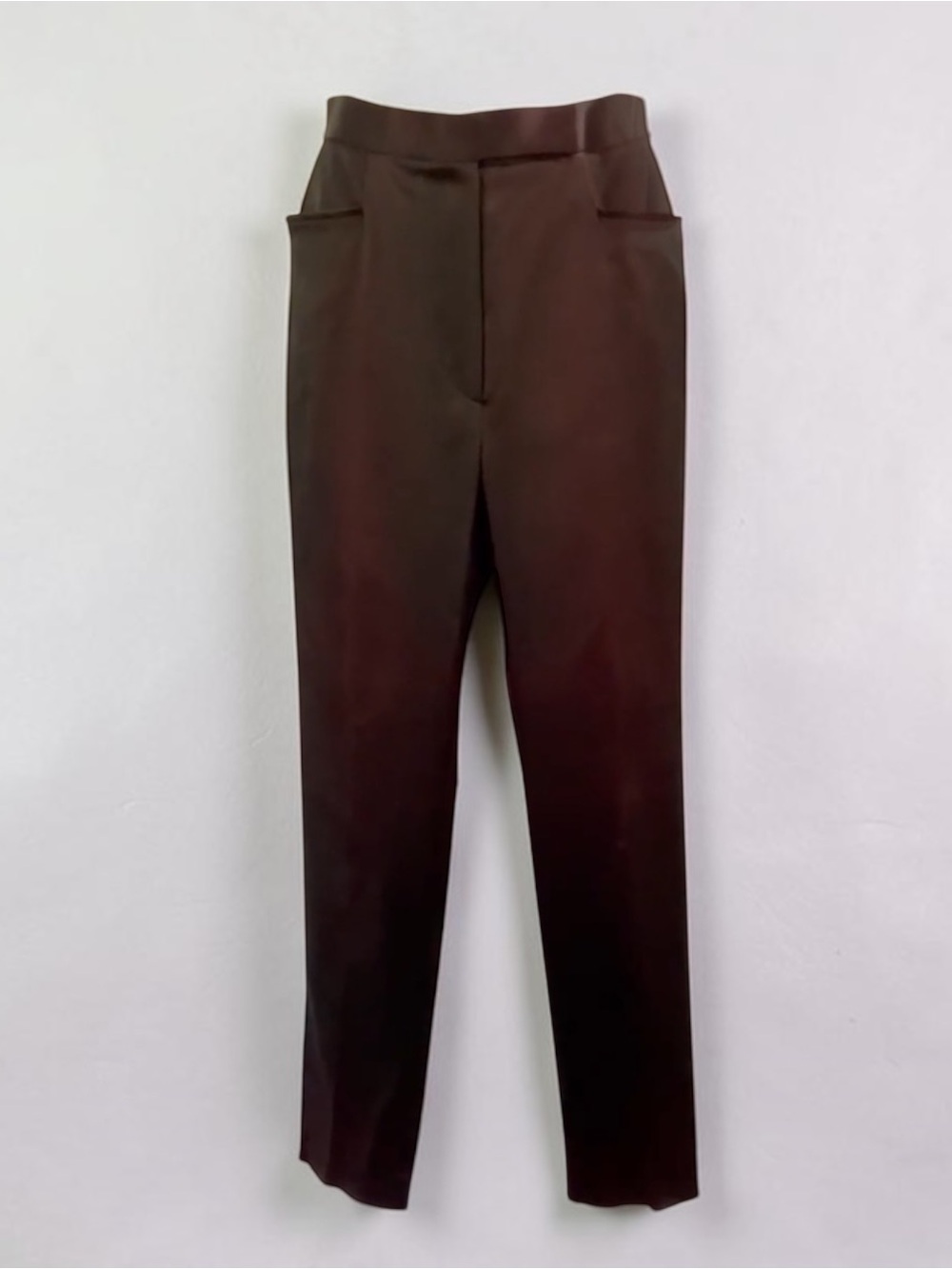 GUCCI Distressed Satin Brown Tapered Pants Size 42